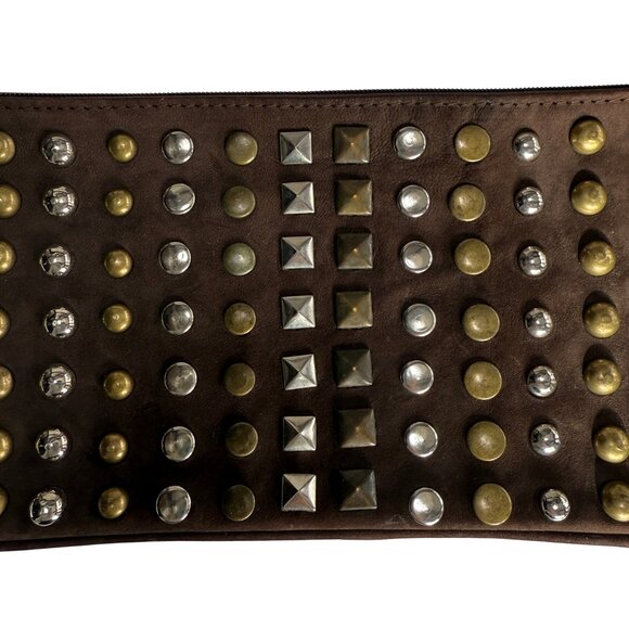 Lalla Marrakech Chocolate Brown Suede Stud Clutch - Picture 4 of 4